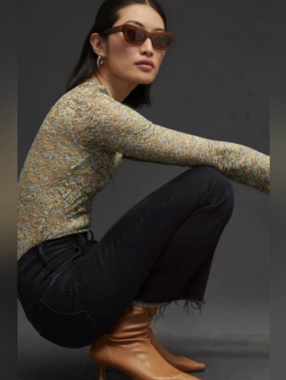 Mother Denim Anthropologie Black Hustler Ankle Fray Jean 24 Encounters At Night